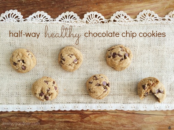 half-way healthy chocolate chip cookie